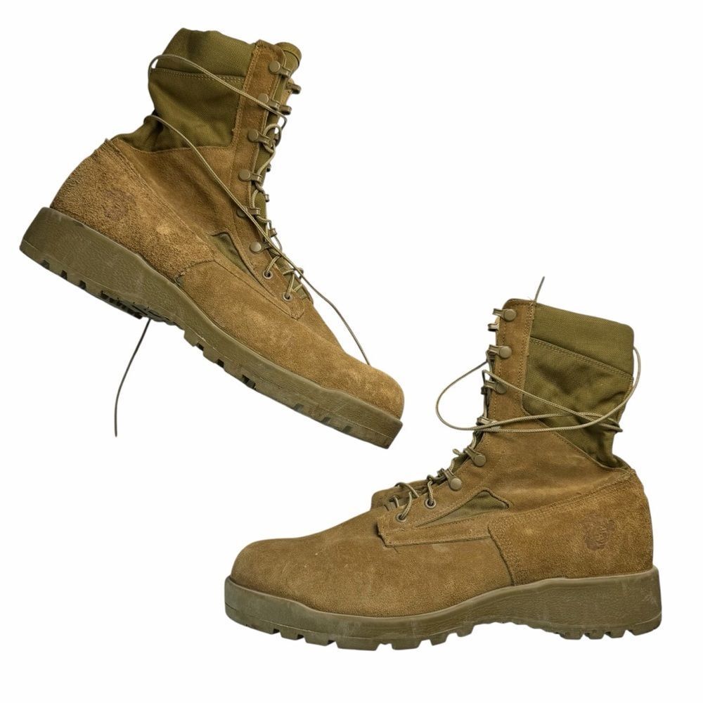 BELLEVILLE COMBAT BOOTS DESERT SUEDE HEAT BRANDED USMC Stamp size 13.5 wide